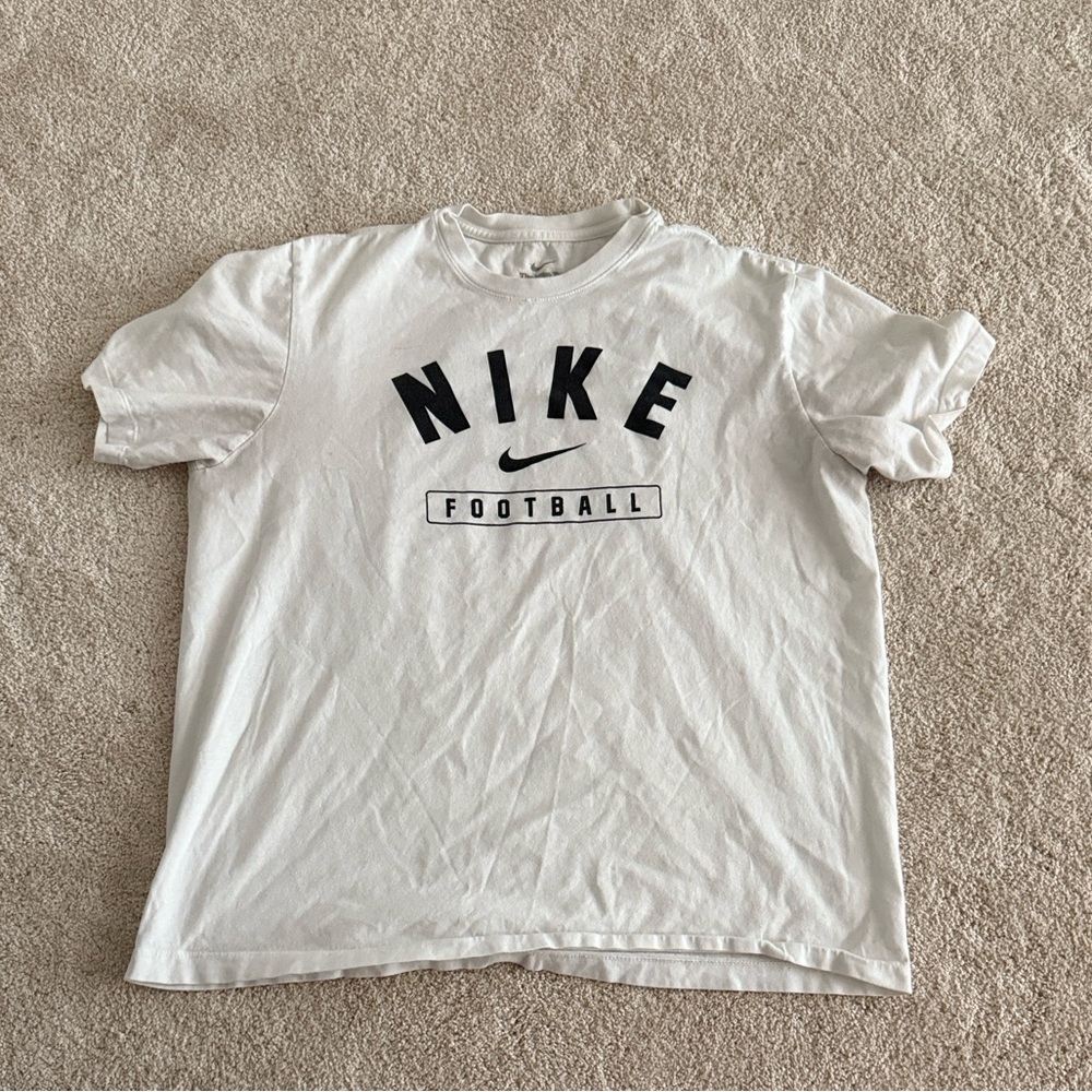 Nike Men's White and Black Football Tee